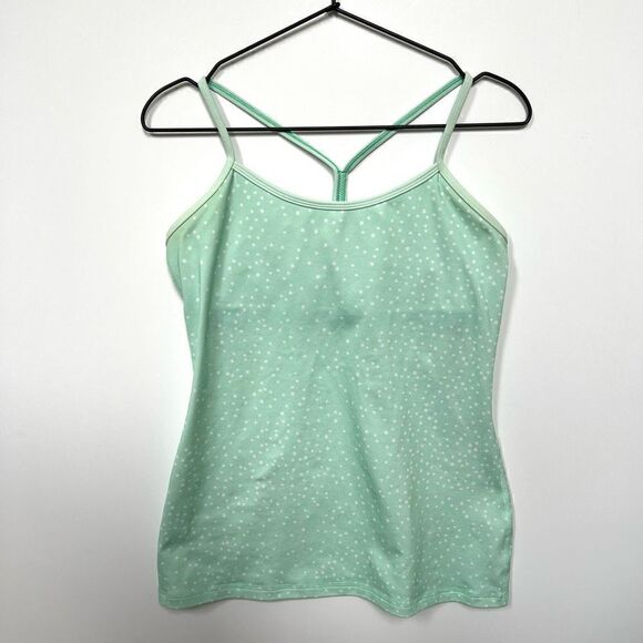 Lululemon Power Y Tank Top w Built in Bra Workout Yoga Mint Green Polkadot 8 - Picture 3 of 12